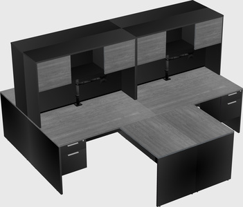 Quad l-shaped office desks