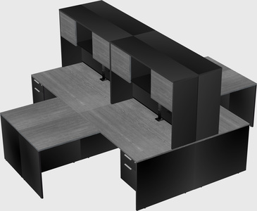 Quad l-shaped office desks
