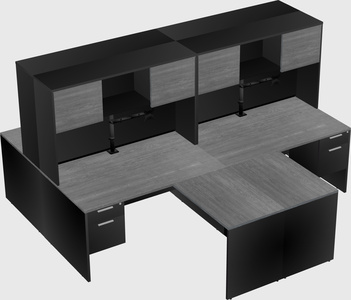 Quad l-shaped office desks