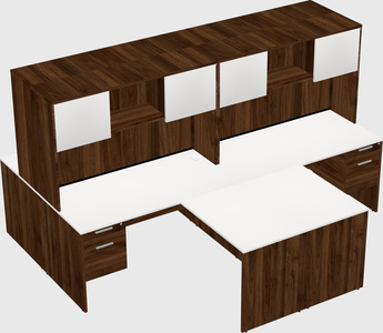 Quad l-shaped office desks