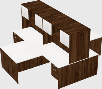 Quad l-shaped office desks