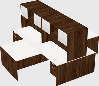 Quad l-shaped office desks