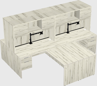 Quad l-shaped office desks