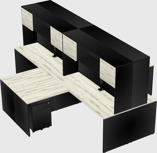 Quad l-shaped office desks