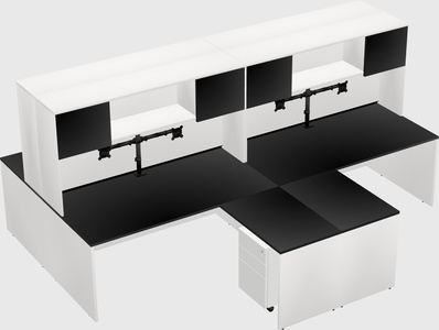 Quad l-shaped office desks