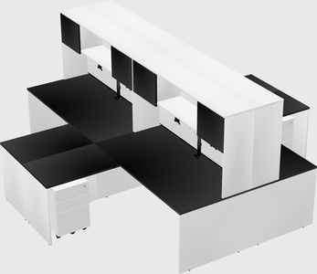 Quad l-shaped office desks