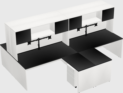 Quad l-shaped office desks