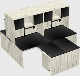 Quad l-shaped office desks