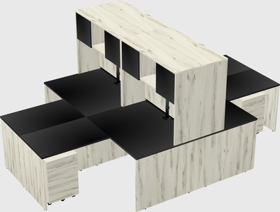 Quad l-shaped office desks