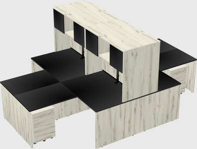 Quad l-shaped office desks