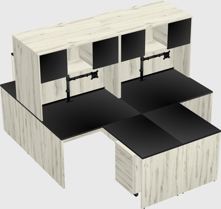 Quad l-shaped office desks