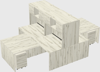 Quad l-shaped office desks