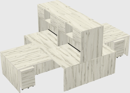 Quad l-shaped office desks