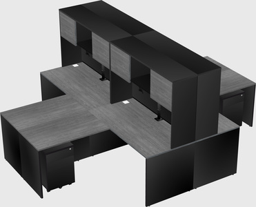 Quad l-shaped office desks