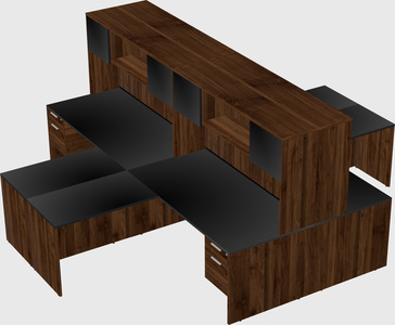 Quad l-shaped office desks