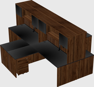 Quad l-shaped office desks