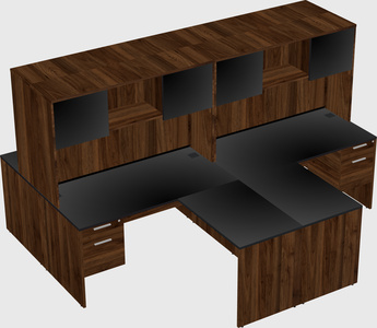 Quad l-shaped office desks