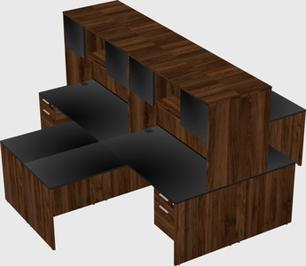 Quad l-shaped office desks