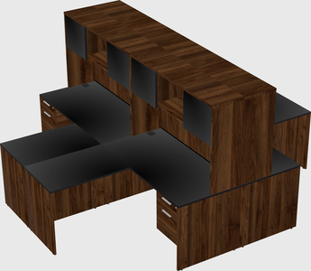 Quad l-shaped office desks