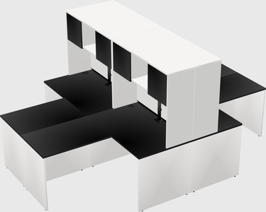 Quad l-shaped office desks