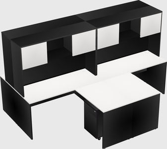 Quad l-shaped office desks