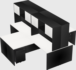 Quad l-shaped office desks