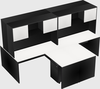 Quad l-shaped office desks