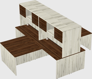 Quad l-shaped office desks