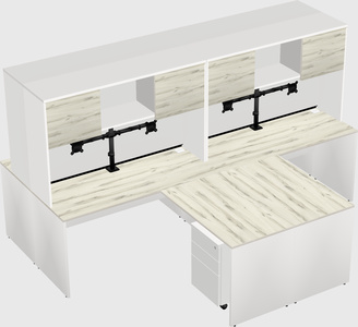 Quad l-shaped office desks