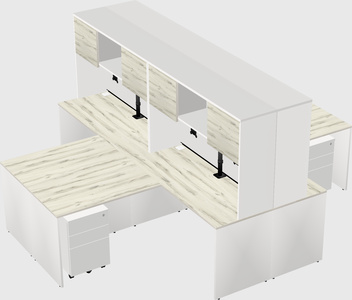 Quad l-shaped office desks