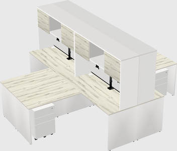 Quad l-shaped office desks
