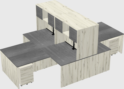 Quad l-shaped office desks