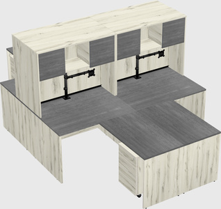 Quad l-shaped office desks