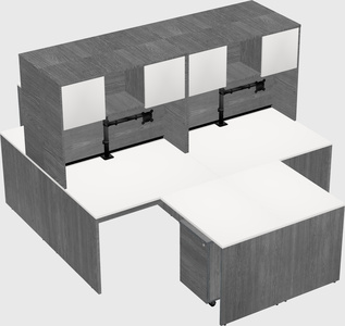 Quad l-shaped office desks