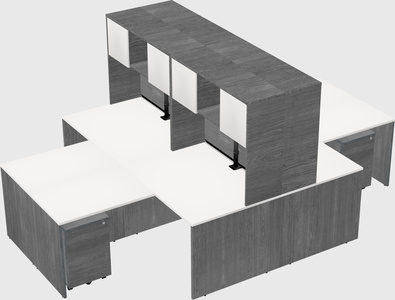 Quad l-shaped office desks