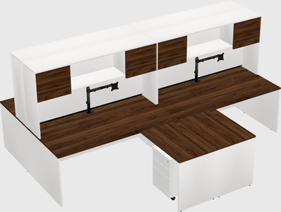 Quad l-shaped office desks