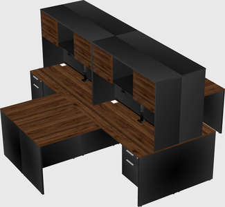 Quad l-shaped office desks