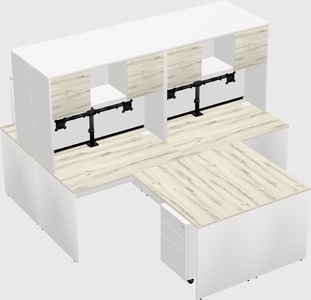Quad l-shaped office desks