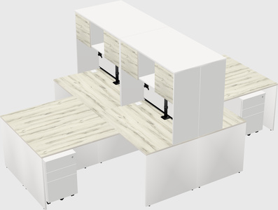 Quad l-shaped office desks