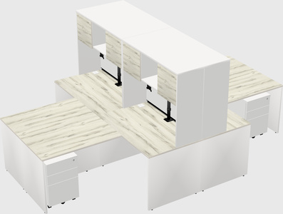Quad l-shaped office desks