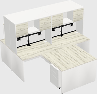 Quad l-shaped office desks