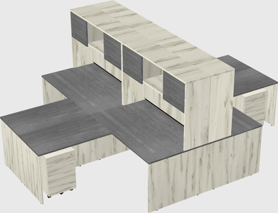 Quad l-shaped office desks