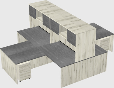 Quad l-shaped office desks
