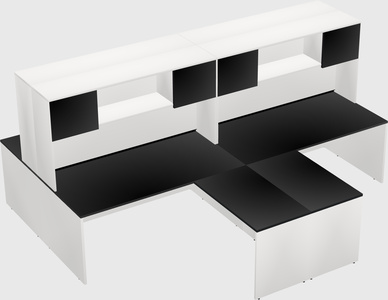 Quad l-shaped office desks