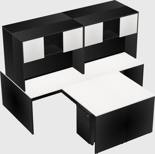 Quad l-shaped office desks