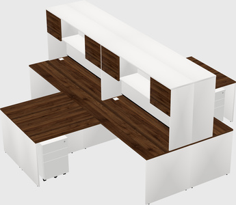 Quad l-shaped office desks