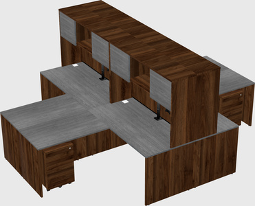 Quad l-shaped office desks