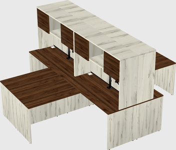 Quad l-shaped office desks