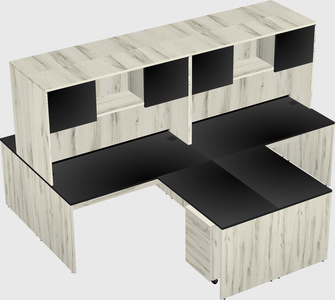 Quad l-shaped office desks