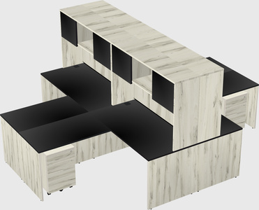 Quad l-shaped office desks